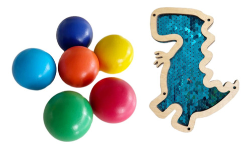 6 Bolas De De Madera Montessori Educativas Dinosaurio Azul