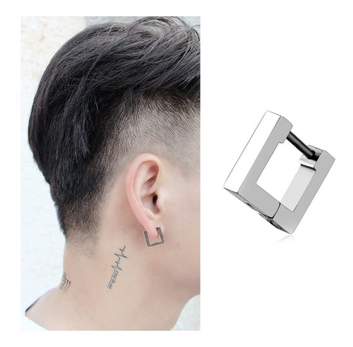 Aros Triangular O Cuadrados Para  Hombre Acero Plateados