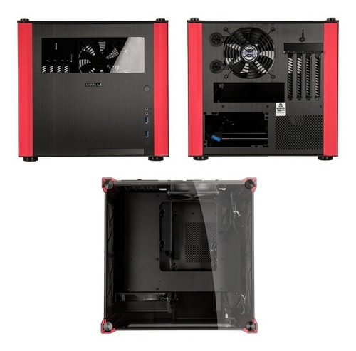 Imagen 4 de 5 de Gabinete Lian Li Pc-v359wrx Black/red Cubo M-atx Aluminium