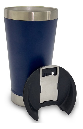 Copo Térmico Cerveja Chopp Café Com Tampa Abridor Inox 473ml