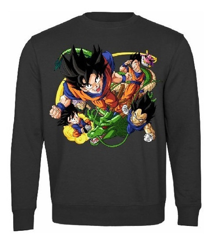 Polerón Negro Hombre Padre Estampado Dragon Ball Amigos Goku