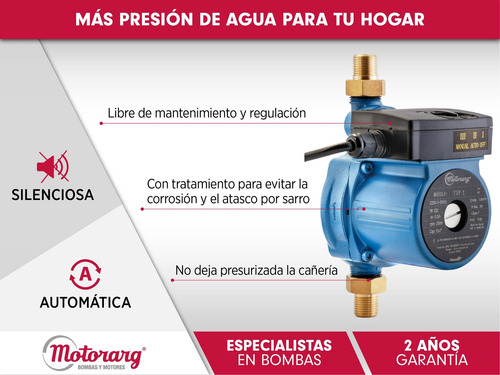 Imagen 3 de 10 de Bomba Presurizadora 2 Baños Motorarg Tip2 270 Watts