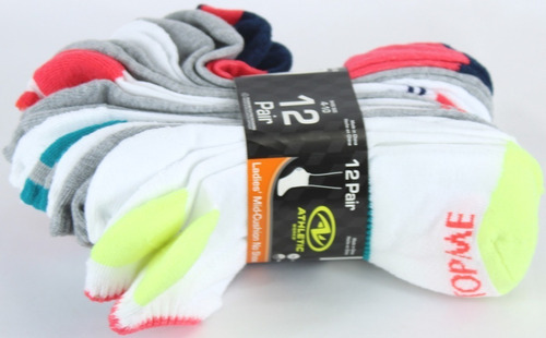 Calcetines Dama Athletic Works 12 Pares Tonos Blancos