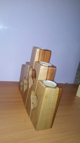Imagen 4 de 4 de Porta Velas, Juego De Porta Velas Candelabros De Madera