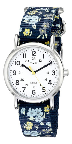 Timex Womens T2p370 Weekender 31mm Reloj Azul Floral Con Cor