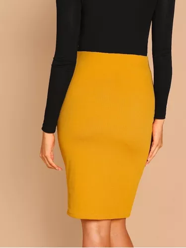 Falda Midi Amarilla Falda Tubo Largas Ropa Mujer | Envío gratis