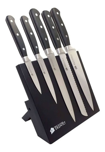 Imagen 1 de 7 de Kit Gastronomico Set 5 Cuchillos Base Magnetica Cocina Chef