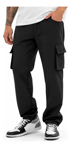 Calça Jogger Slim Masculina Mm Cargo Preta 4 Bolsos