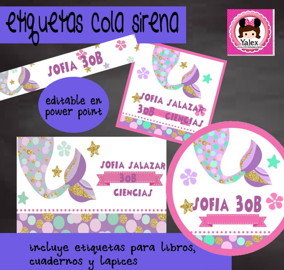 Etiquetas Escolares De Sirena Kits Imprimibles En Mercado Libre México 5686
