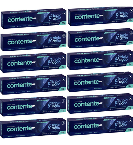 Pasta De Dentes Vegana Contente Tripla Ação 70g Kit C/12 Un