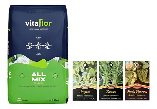 Combo Vitaflor Allmix 50lt + Semillas Aromaticas Valhalla