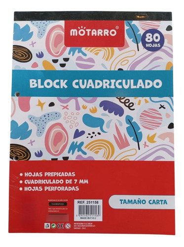 Block Cuadriculado De 7 Mm, 80 Hojas - Ideal Para Notas 