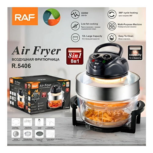 Horno Freidora De Aire Halógena Antiadherente 8 En 1 12l
