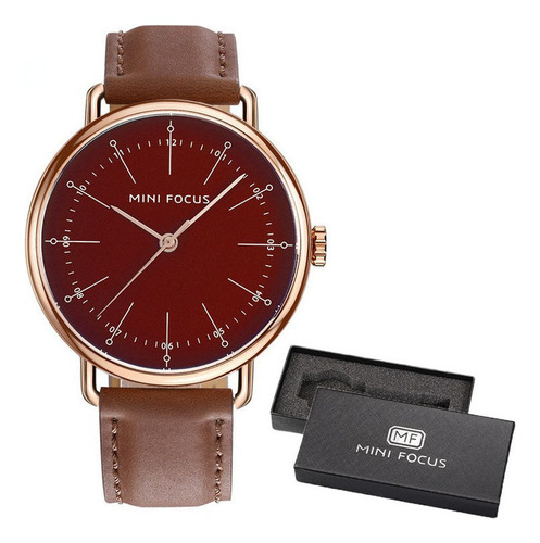 Relojes Casuales De Cuarzo De Cuero Mini Focus 0056g