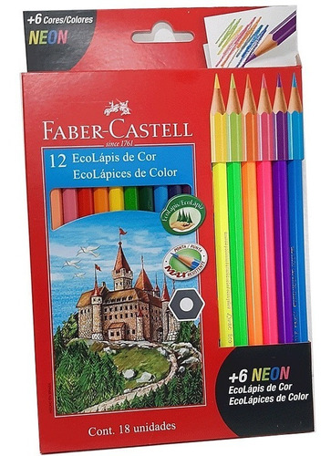 Lápices De Colores Faber Castell Eco X 12 + 6 Neón (1114158)