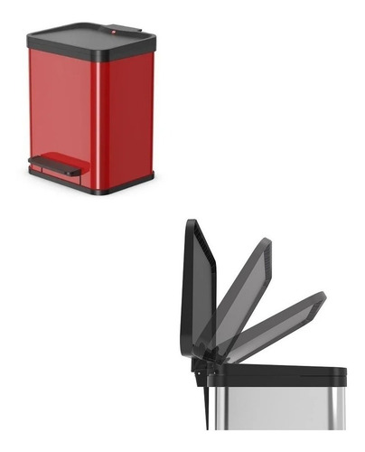 Imagen 1 de 5 de Cubo Cesto Residuos Hailo Oko Uno Plus 17 Rojo