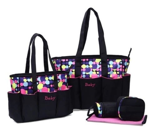 Imagem 1 de 5 de Kit Bolsa Maternidade Com Trocador E Porta Mamadeira Estampa