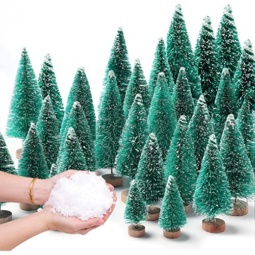 30 Mini Árboles De Navidad Con Nieve Artificial
