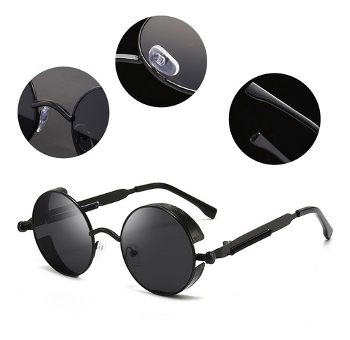 Gafas Sol Redondas Metal Protección Uv Gafas De Sol De Moda