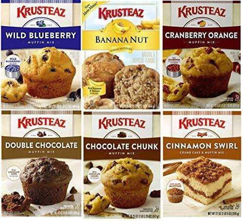 Krusteaz Muffin Mix Variety Pack + Hornear Liner. Sabor