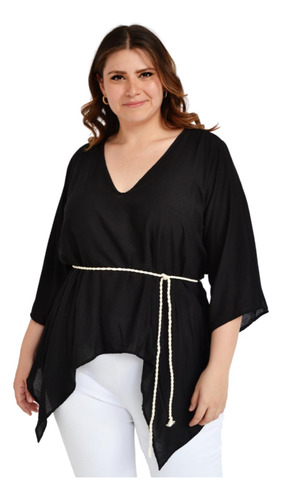 Blusa Asimétrica Roman Fashion /tallas Extras, 1831 (negro)