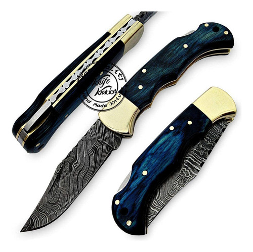 Cuchillo De Bolsillo Knife Knation, Hoja De Damasco, 16.5cm