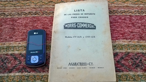 Antiguo Lista Piezas Repuestos Chasis Morris Commercial 