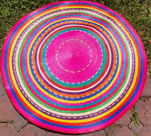 comprar Tapete Redondo Tejido A Mano Palma Artesanal De Colores 1m 1 M Colores