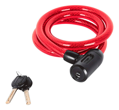 Cadena De Seguridad Antirrobo Para Bicicleta Y Motocicleta Candado Con Doble  Llave 63cm De Largo Color Rojo