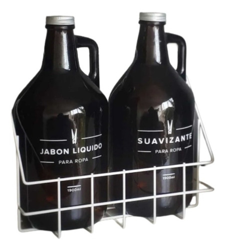 Set Lavadero Botellon Vidrio Jabon Liquido Suavizante Trendy