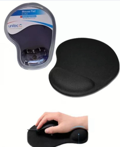 Pad Mouse Unitec Negro En Silica Diseño Ergonomico