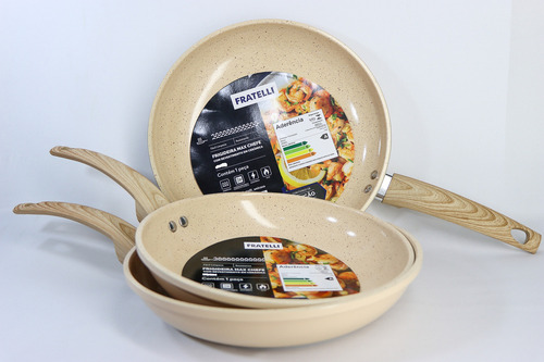 Frigideira Ceramica Antiaderente 24cm Com Tampa Vidro Cor Bege