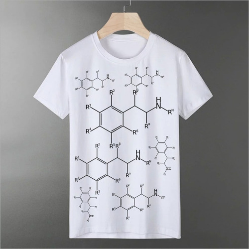 Camiseta Blanca Sublimación De Calidad Estampada Moléculas 