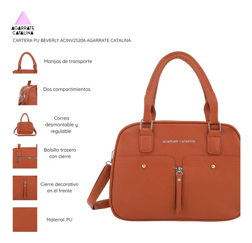 Cartera Pu Beverly Agarrate Catalina Azul Liso Níquel Azul