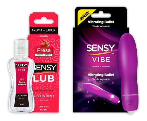 Sensy Combo Explora Gel Lubricante Fresa 60ml/bala Vibradora