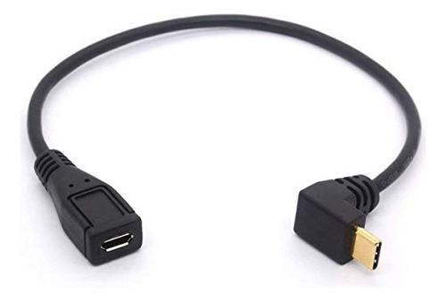 Cable Micro Usb A Tipo C  Macho Con Ángulo De 90 Grados