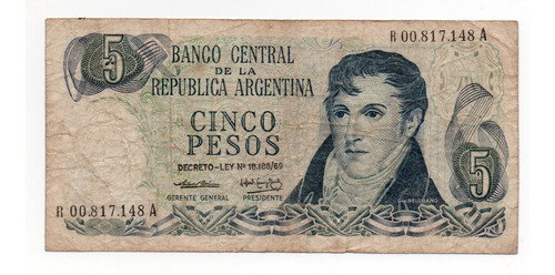 Argentina Billete 5 Pesos Ley Reposicion Bottero 2329