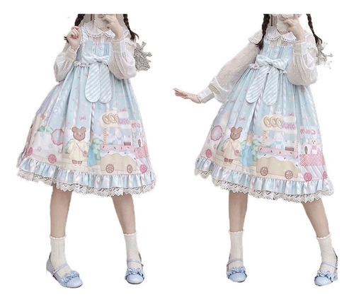 Muyier Vestidos Vintage Camisola Volante Traje Cosplay Lolita Mujer