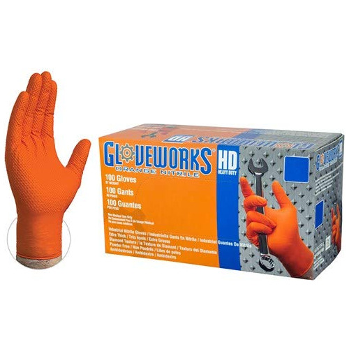 Gloveworks Gwon44100 Guantes Naranjas Medianos Para Trabajo 