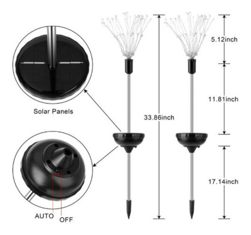 2pc 120led Luz Solar De Fuegos Artificiales Luz De Hadas De