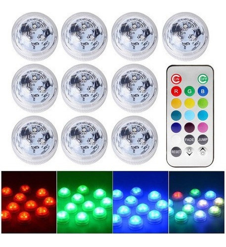 Luces Led Impermeables Para Piscina Con Control Remoto, 10 P