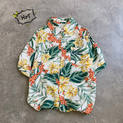 Camisa De Playa Con Estampado Floral Hawaiano Para Hombre, H
