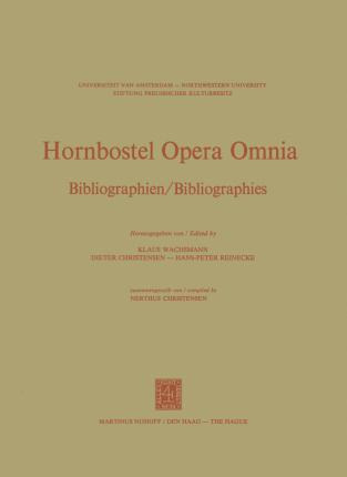 Libro Hornbostel Opera Omnia - H.-p. Reinecke