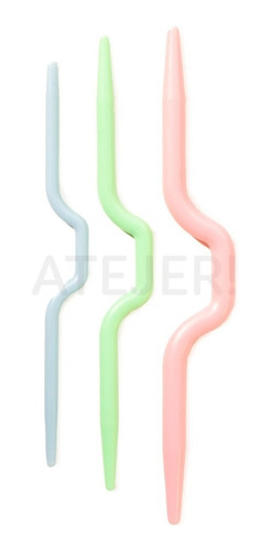 Imagen 3 de 4 de Agujas Para Trenzar De Plástico Almendra Numeración Surtida