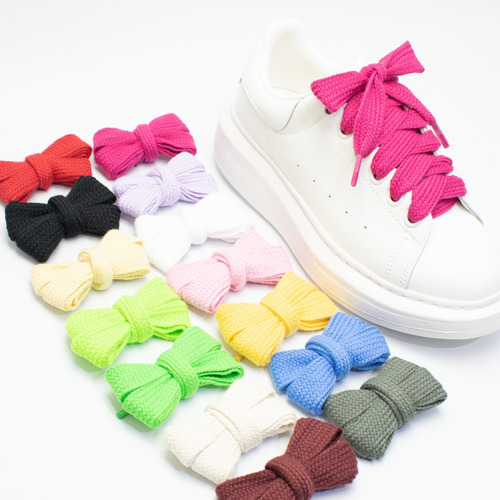 Cordones De Polialgodón Planos De Una Sola Capa, 14 Colores,