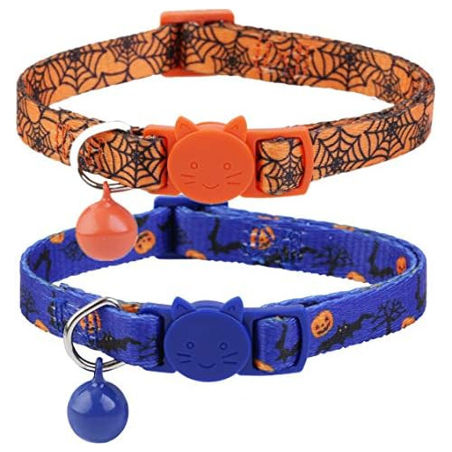 Juego De 2 Collares De Gato De Halloween, Collares Gati...