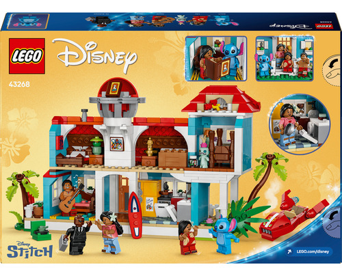 LEGO® | Disney Casa en la Playa de Lilo y Stitch 43268; incluye 5 personajes de la película: David, Lilo, el Señor Bubbles, Nani y Stitch