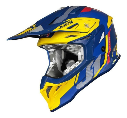 Casco Motocross Just1 J39 Reactor Yellow/blue En Teo Motos Color Azul Tamaño del casco M