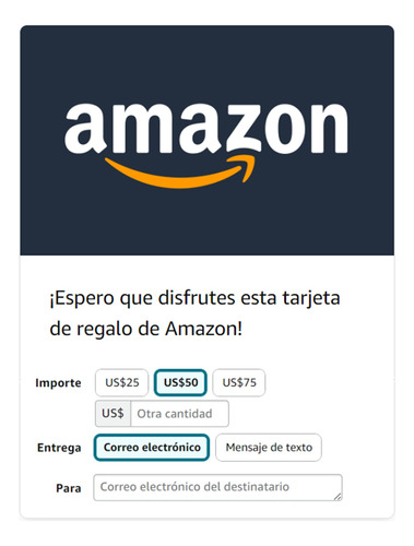 Tarjeta De Regalo Amazon 1 Usd Entrega Inmediata