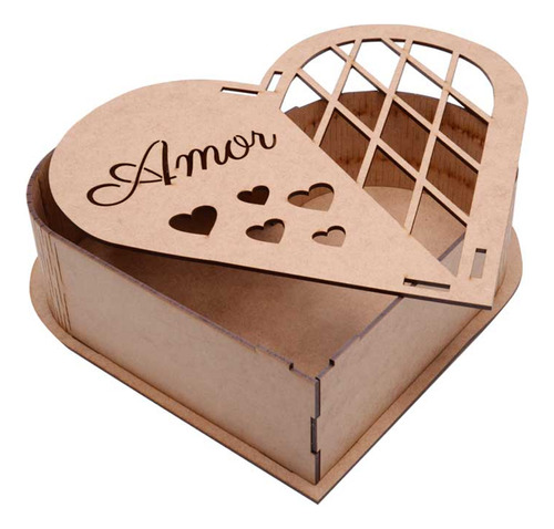 Imagem 1 de 6 de Caixa Coração Mdf Amor P 19,5x15x5cm Hot Pink